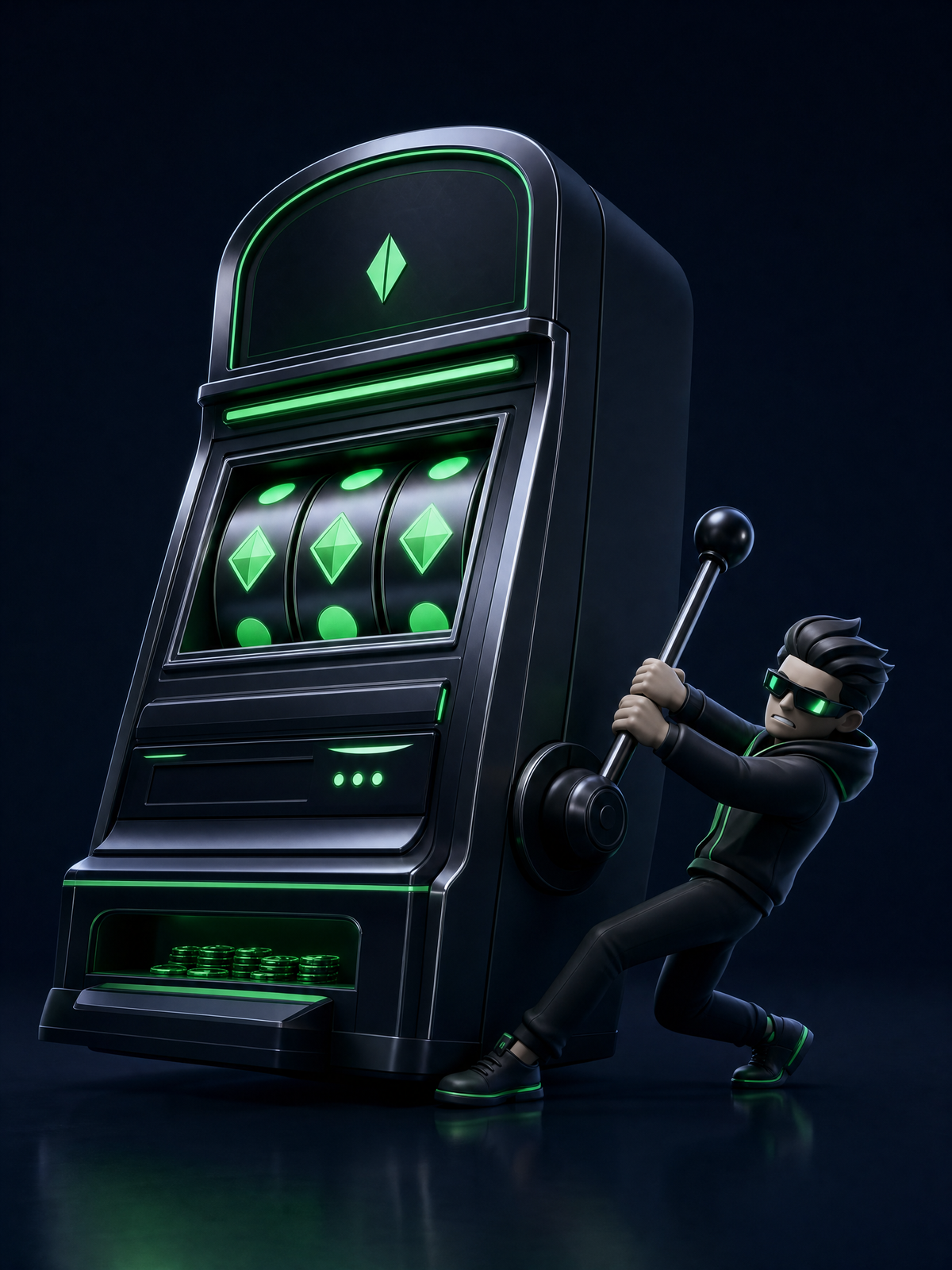 Stylized figure pulling a giant slot machine lever — NineWin slots